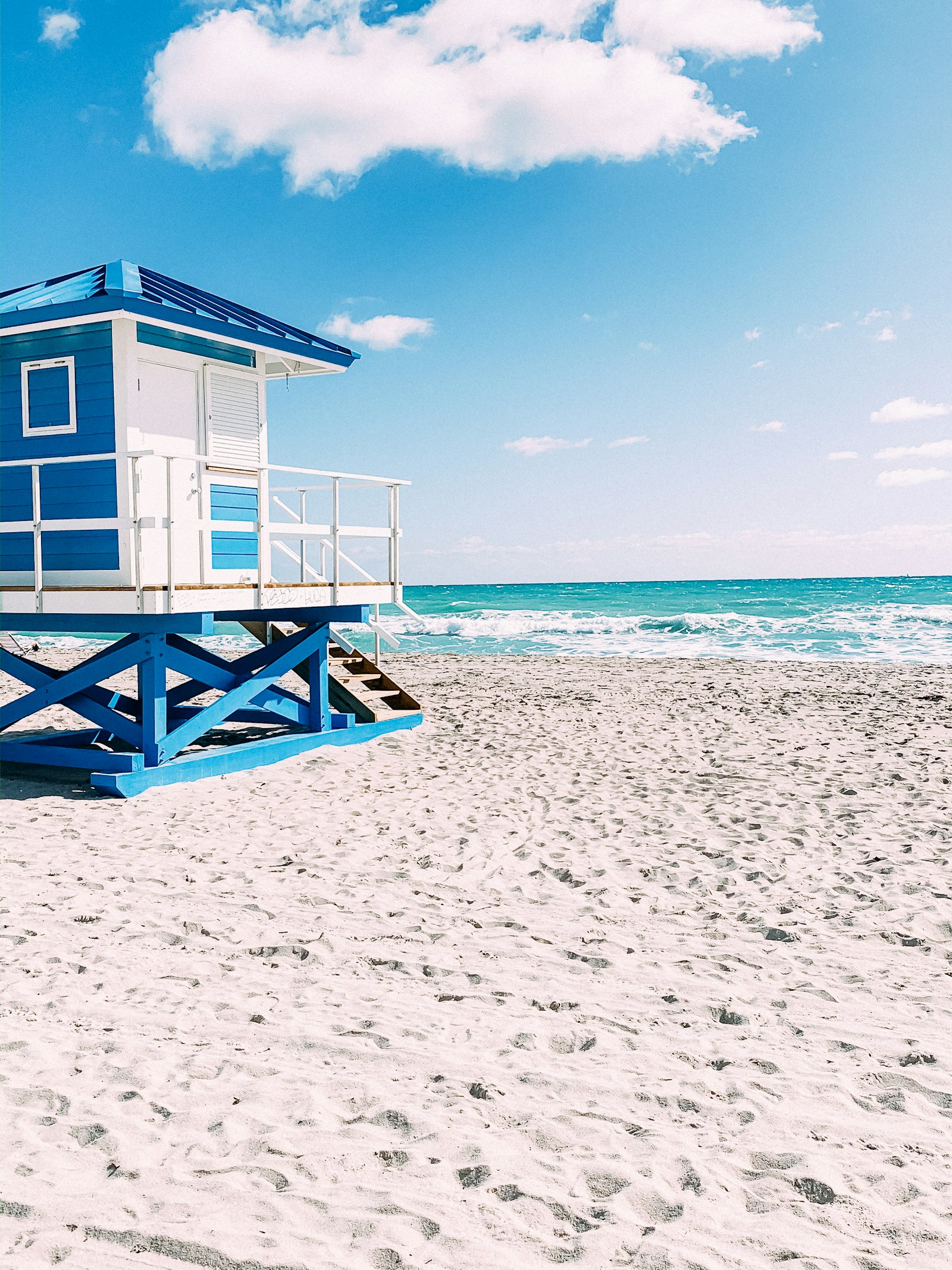 Lifeguard station on a sunny Florida Atlantic beach near Jensen Beach
